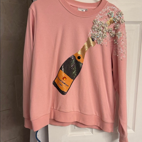 QUEEN OF SPARKLES Tops - QUEEN OF SPARKLES Pink Champagne Sequin Sweatshirt